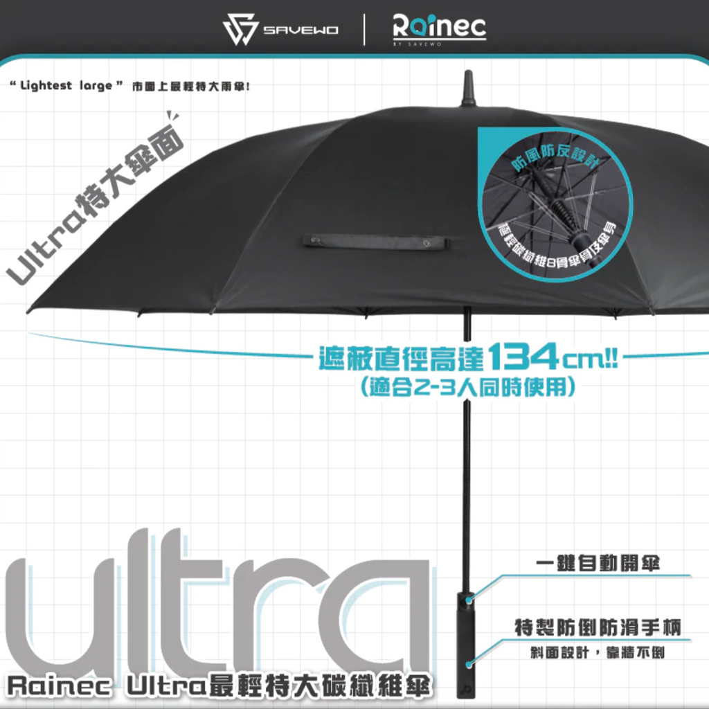 「極度輕量 Superlight」Rainec ULTRA 無敵性價比純碳大碌遮 – 散發強烈男人魅
