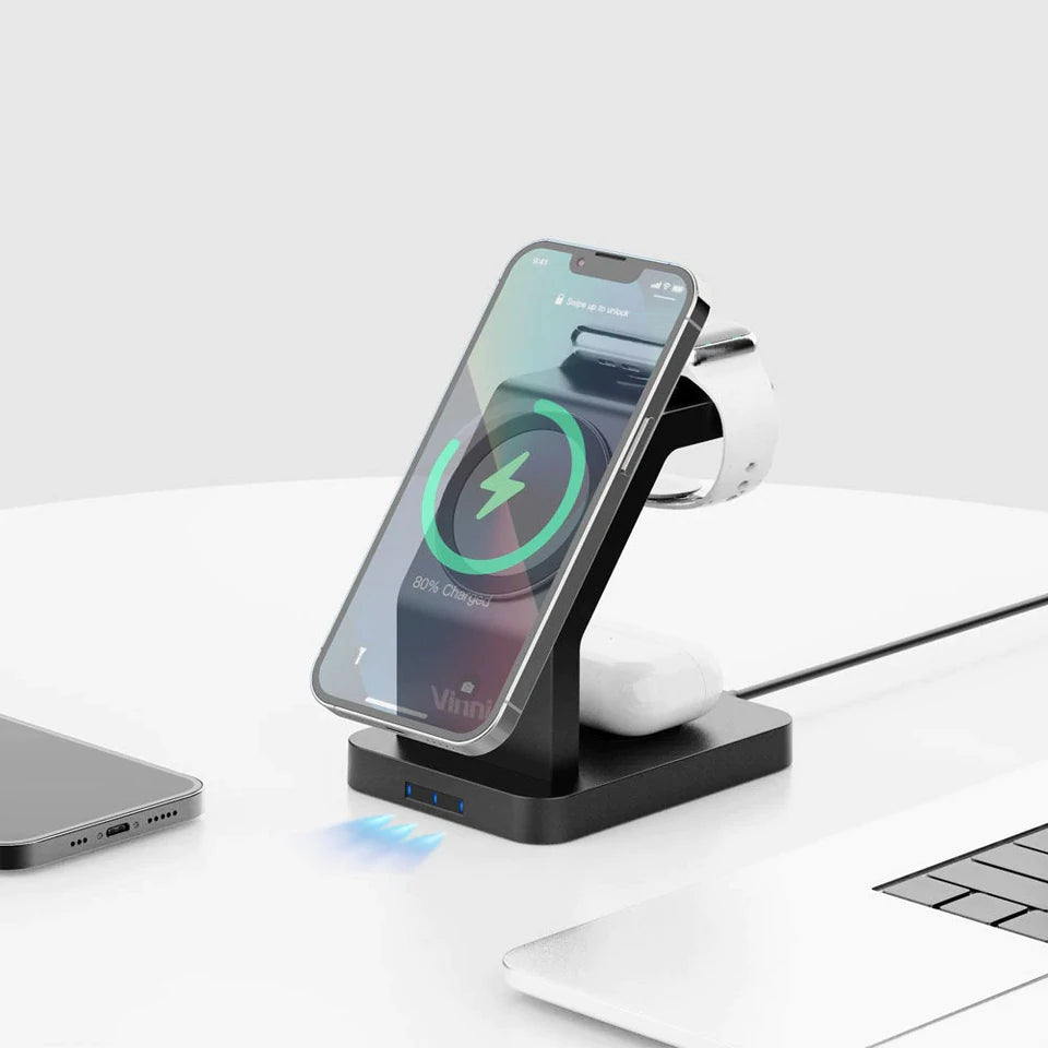 「滿足你3個願望」Magsafe 3-in-1 磁吸式無線充電座 -  3件電子產品同時無線充電體驗