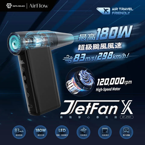 「多功能空氣炮」SAVEWO AirFlow Jet Fan X 超高速多功能便攜噴射風扇 (預訂貨品，10月24日送出)